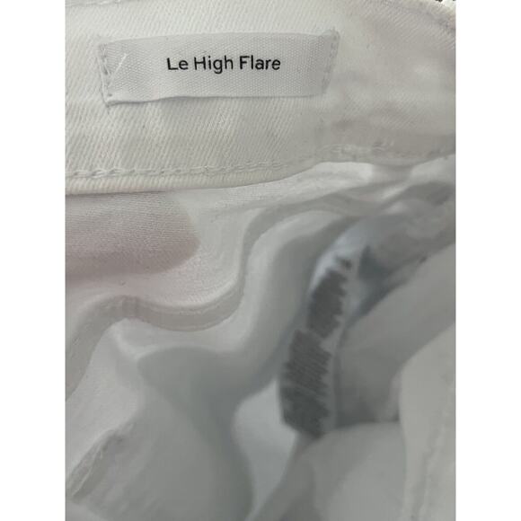 FRAME Denim Le High Flare Jeans Blanc •25• White Stretch Cropped Raw Hem - Picture 5 of 7